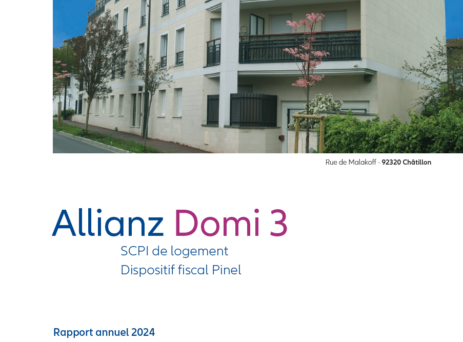 Rapport annuel 2024 de la SCPI Allianz Domidurable 3