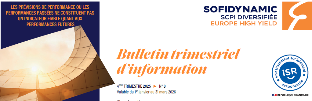 Rapport trimestriel au 4T 2025 de la SCPI Sofidynamic