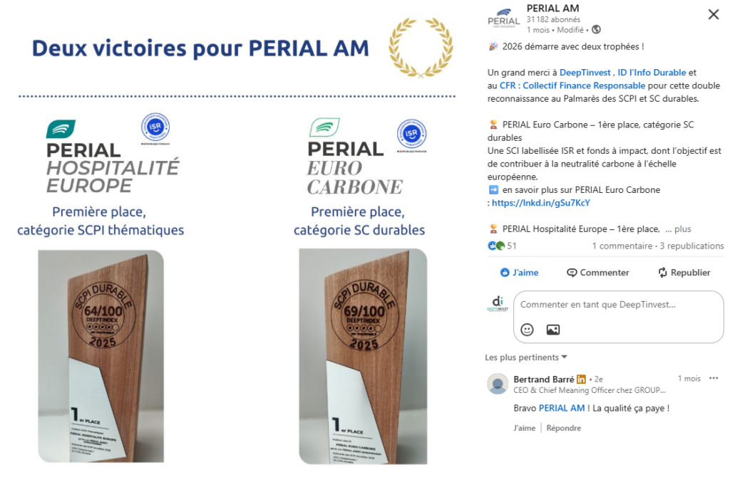 perial LinkedIn Palmarès SCPI durables